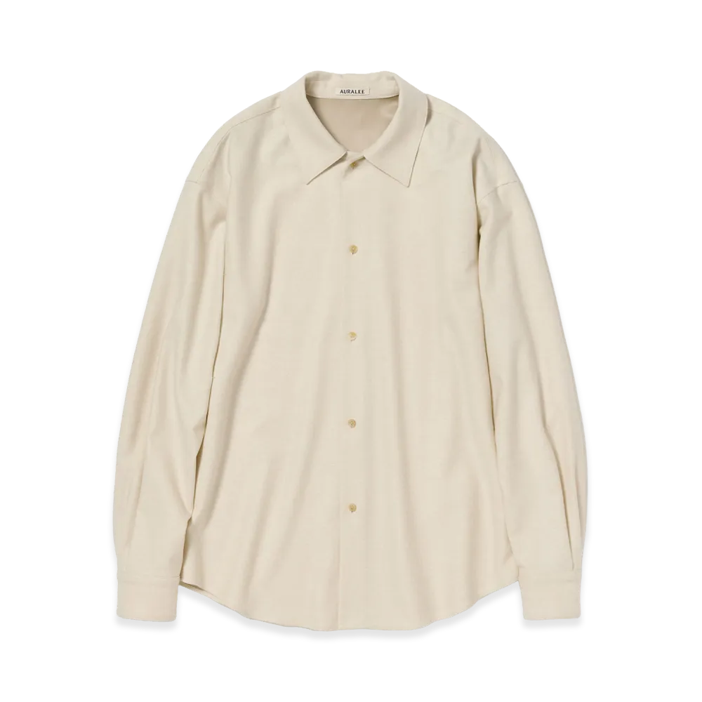 AURALEE Women's Wool Fulling Flannel Shirt "Top Ivory"