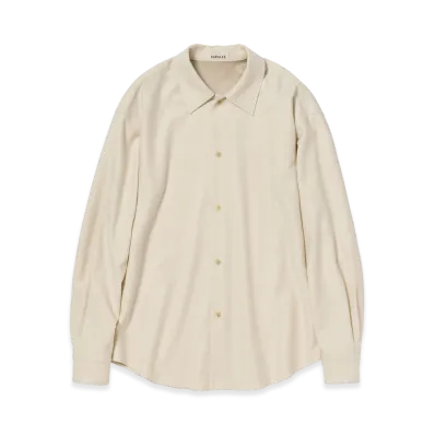 AURALEE Women's Wool Fulling Flannel Shirt "Top Ivory"