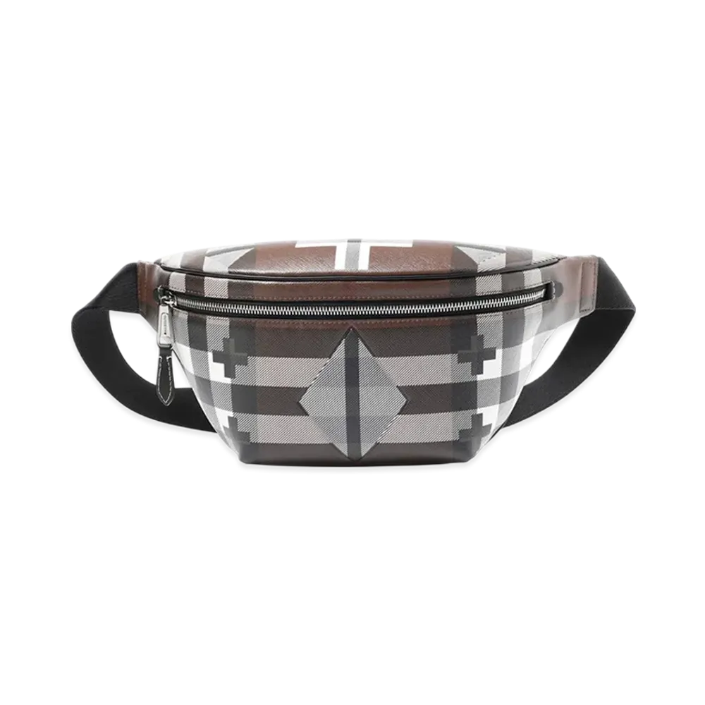 Burberry Cason Belt Bag "Dark Birch Brown/White"