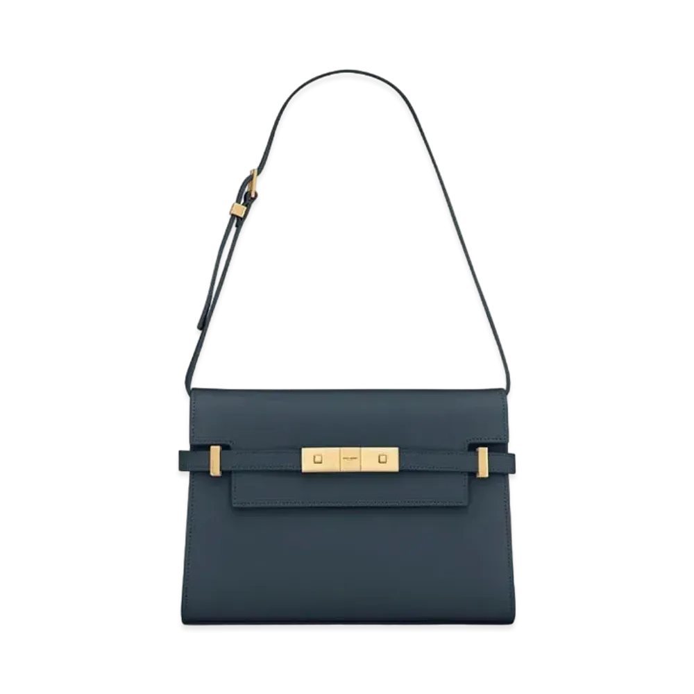 Saint Laurent Manhattan Small Shoulder Bag In Box Saint Laurent Leather "Charron Blue"