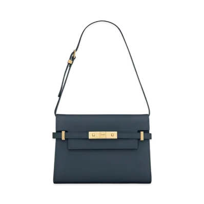 Saint Laurent Manhattan Small Shoulder Bag In Box Saint Laurent Leather "Charron Blue"