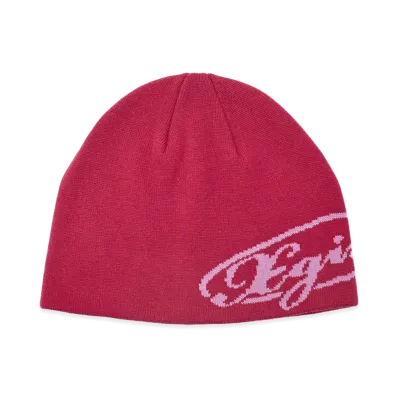 X-Girl Women's Diagonal Oval Logo Jacquard Beanie "Red"
