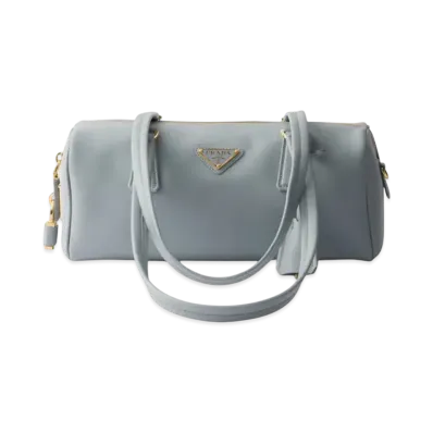 PRADA Medium Leather Top-Handle Bag with Padlock "Opal"