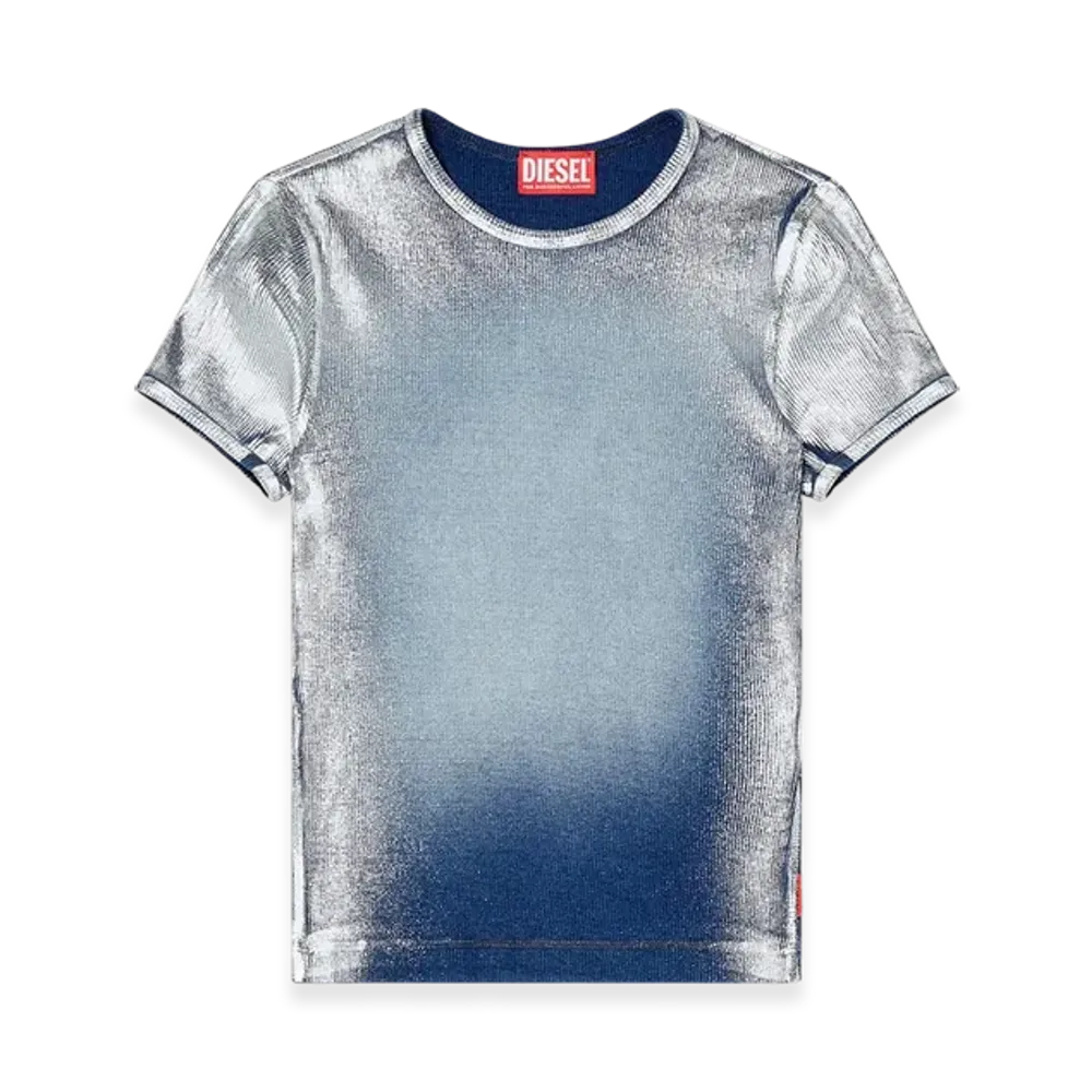 Diesel T-Ele-Long-Q1 Faded Metallic T-Shirt "Light Blue"