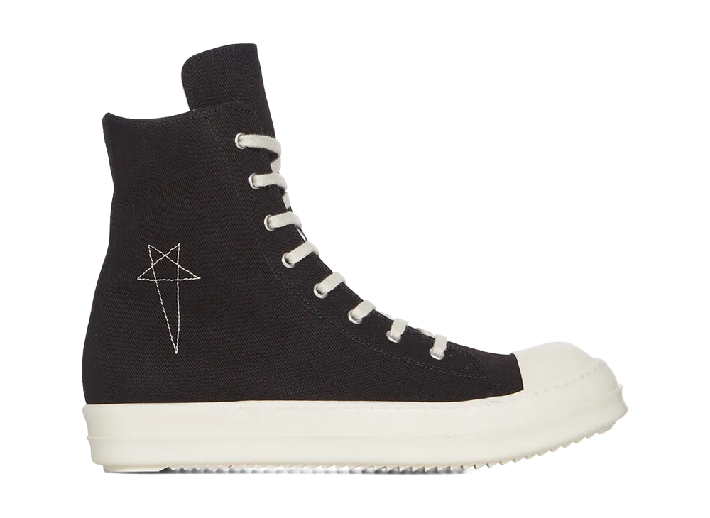 Rick Owens DRKSHDW FW26 Tower Sneaks 13oz Overdyed Denim "Black/Pearl/Milk"