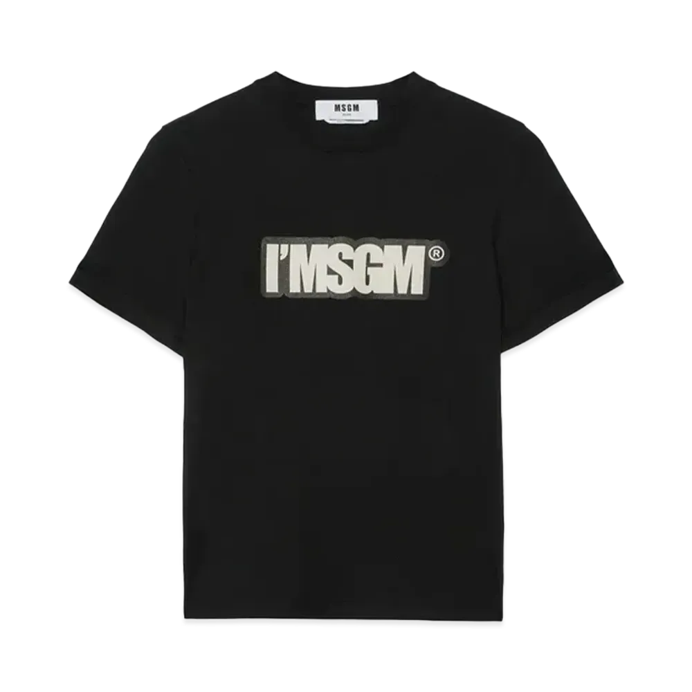 MSGM Jersey T-Shirt With Msgm Logo Print "Black"