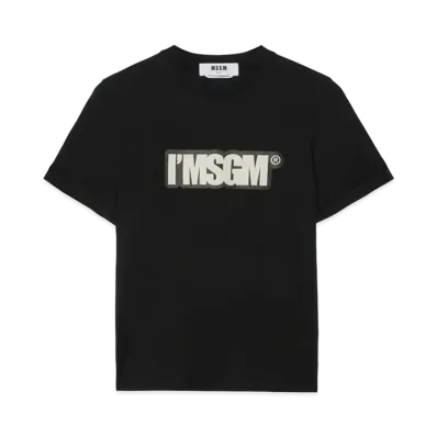 MSGM Jersey T-Shirt With Msgm Logo Print "Black"
