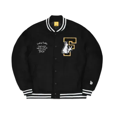 FR2 Rabbits Emblem Varsity Jacket "Black"