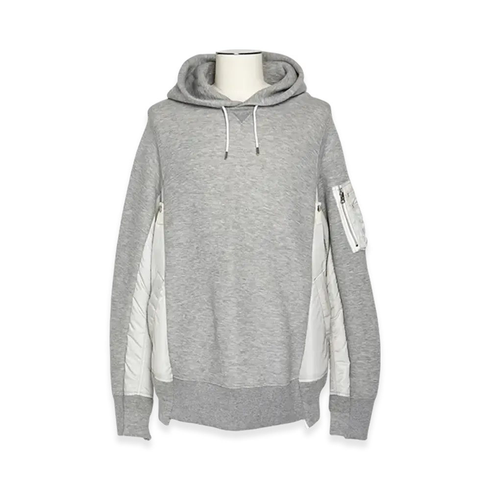 sacai Sponge Sweat x Nylon Twill Hoodie "Light Gray/Light Gray"