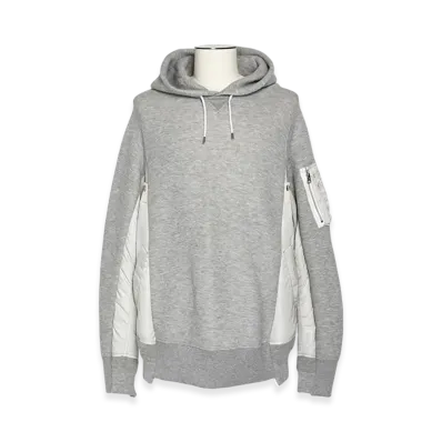 sacai Sponge Sweat x Nylon Twill Hoodie "Light Gray/Light Gray"