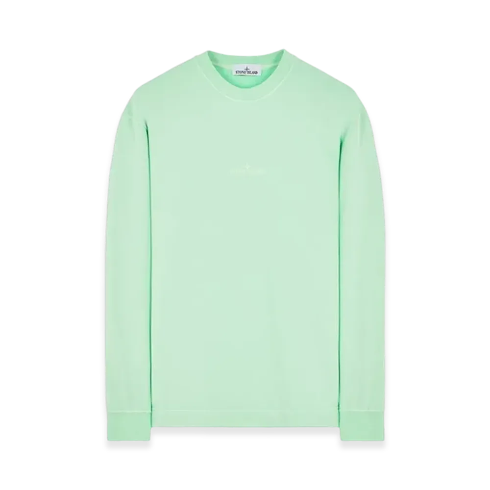 Stone Island 65477 Brushed Cotton Fleece Garment Dyed Crewneck Sweatshirt - 23FW "Light Green"