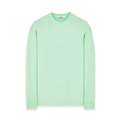 Stone Island 65477 Brushed Cotton Fleece Garment Dyed Crewneck Sweatshirt - 23FW "Light Green"