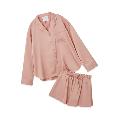 GELATO PIQUE x LE SSERAFIM Satin Shirt & Shorts Set "Red"