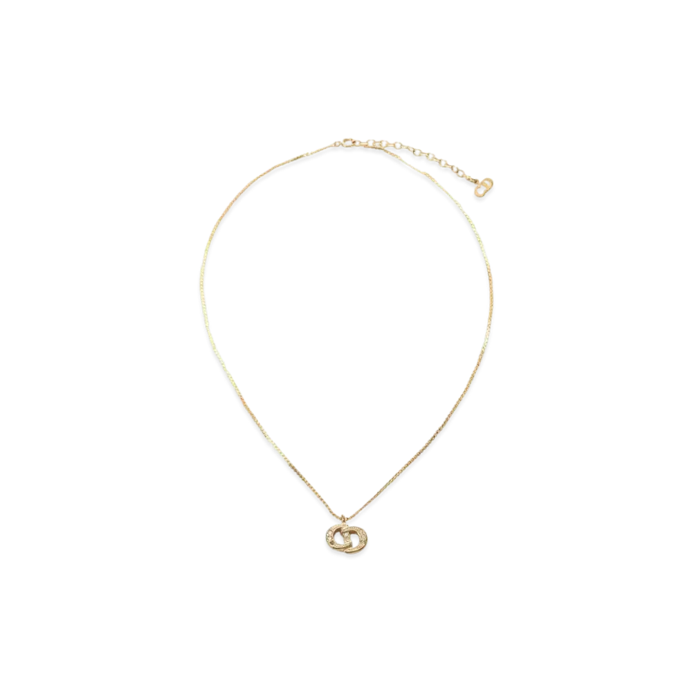 Dior Rhinestone Logo Design Necklace "Gold"