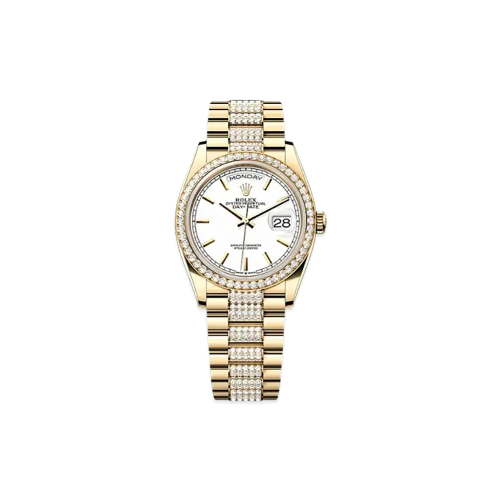 ROLEX Day-Date 36mm Yellow Gold Diamond 128348RBR "White"