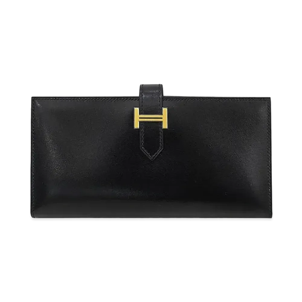 Hermes Bearn Soufflet Tadelakt "Noir/Gold"