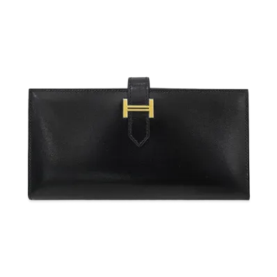 Hermes Bearn Soufflet Tadelakt "Noir/Gold"