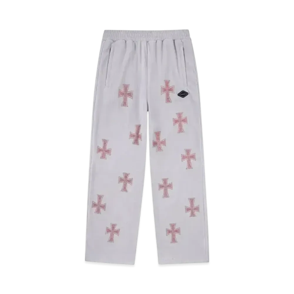 Unknown London Velour Rhinestone Track Pants "Grey"