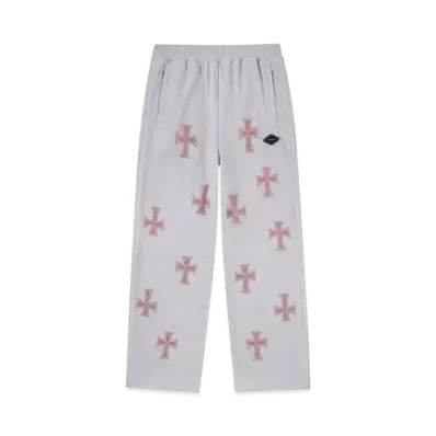 Unknown London Velour Rhinestone Track Pants "Grey"
