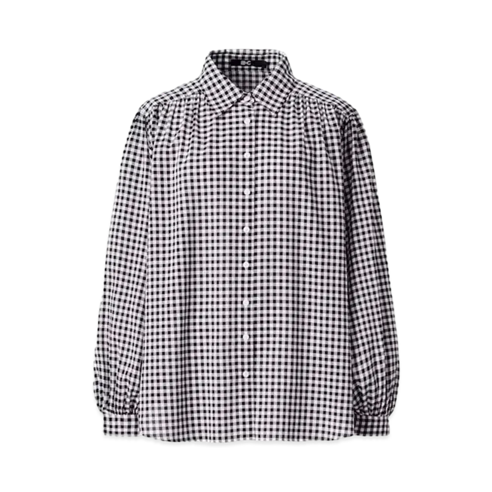 Uniqlo :C Volume Check Blouse (Long Sleeve) "Black"