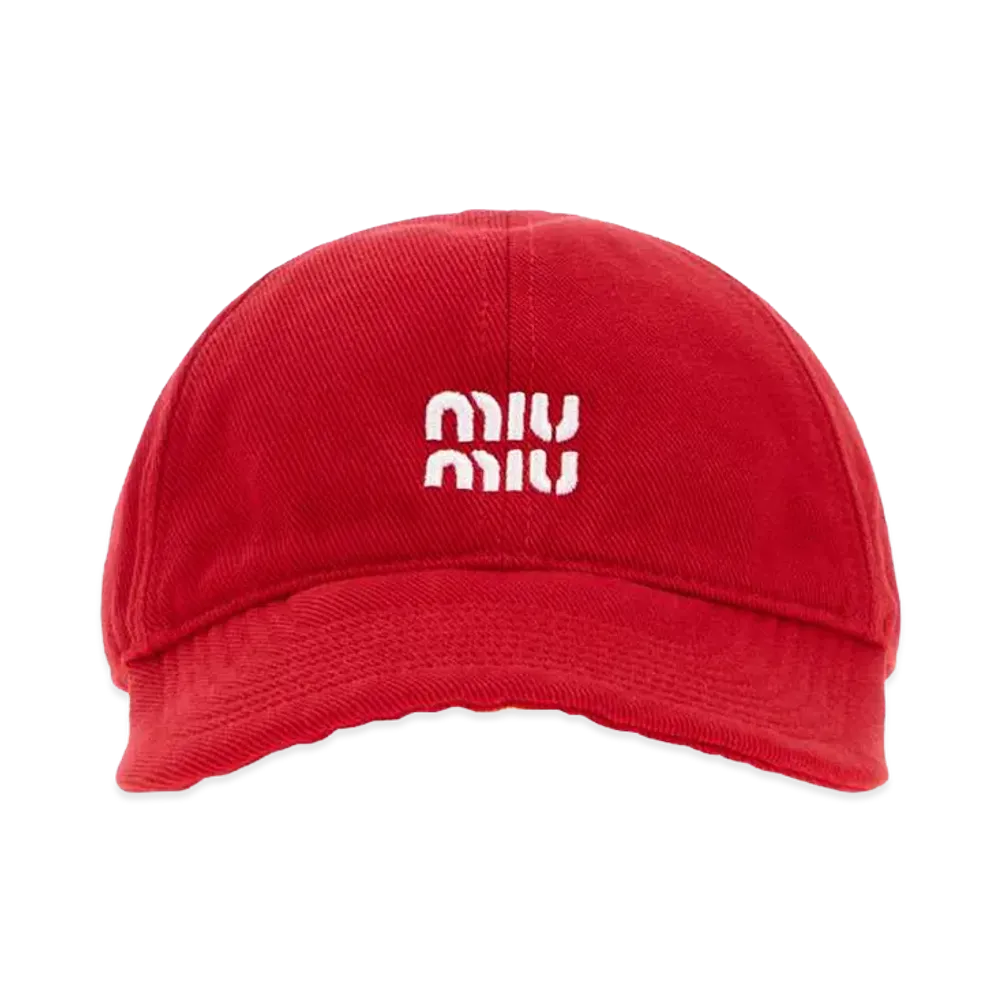 MIU MIU Women's Cotton Baseball Cap "Red"
