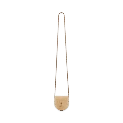 Saint Laurent Le K Baby Satchel In Shearling And Smooth Leather "Natural Beige/Brick"