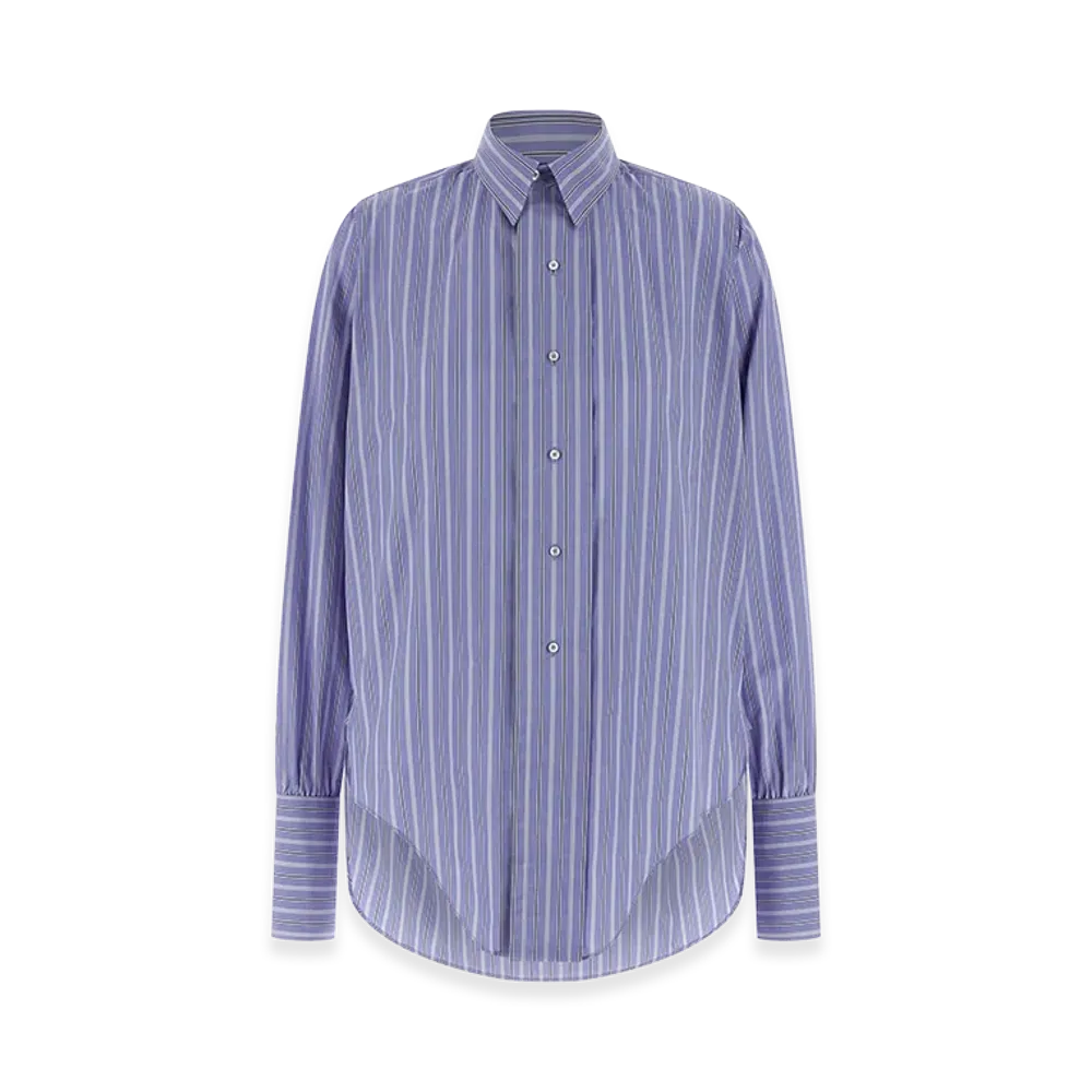Maison Margiela Women's Striped Cotton Shirt "Light Blue"