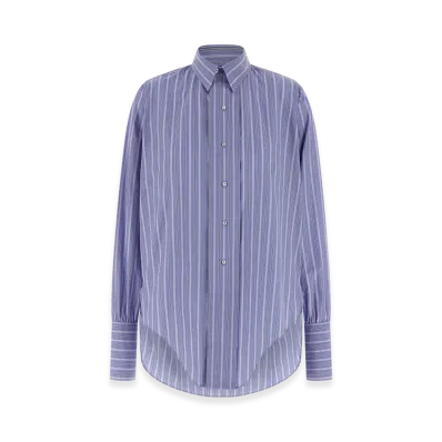 Maison Margiela Women's Striped Cotton Shirt "Light Blue"