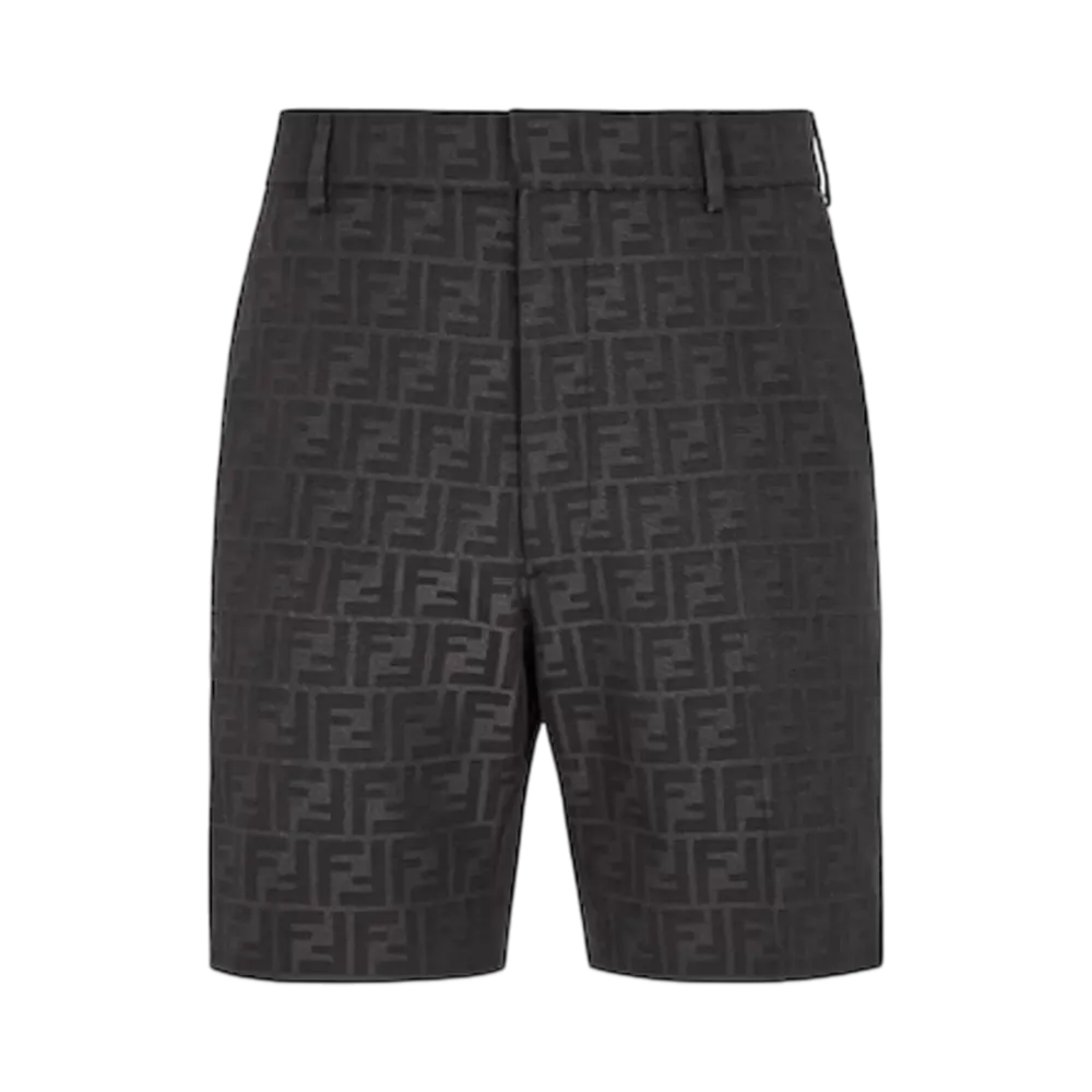 FENDI Men's Bermudas FF Jacquard Fabric Pants "Black"
