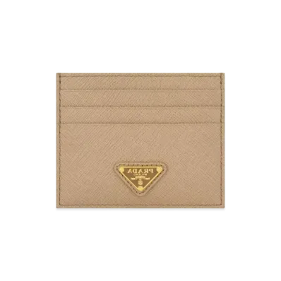 PRADA Saffiano Leather Card Holder "Sand Beige"