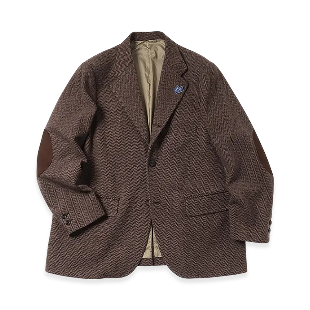Unlikely Assembled Sports Coat Wool Tweed "Brown Herringbone"