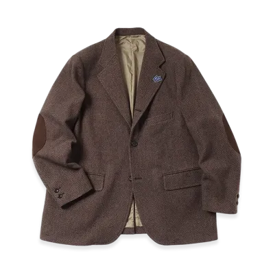 Unlikely Assembled Sports Coat Wool Tweed "Brown Herringbone"