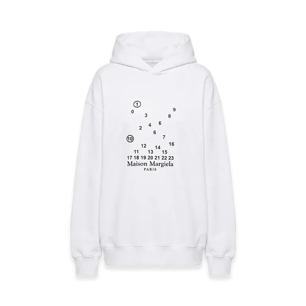 Maison Margiela Random Calendar Embroidery Sweatshirt Hoodie "White"