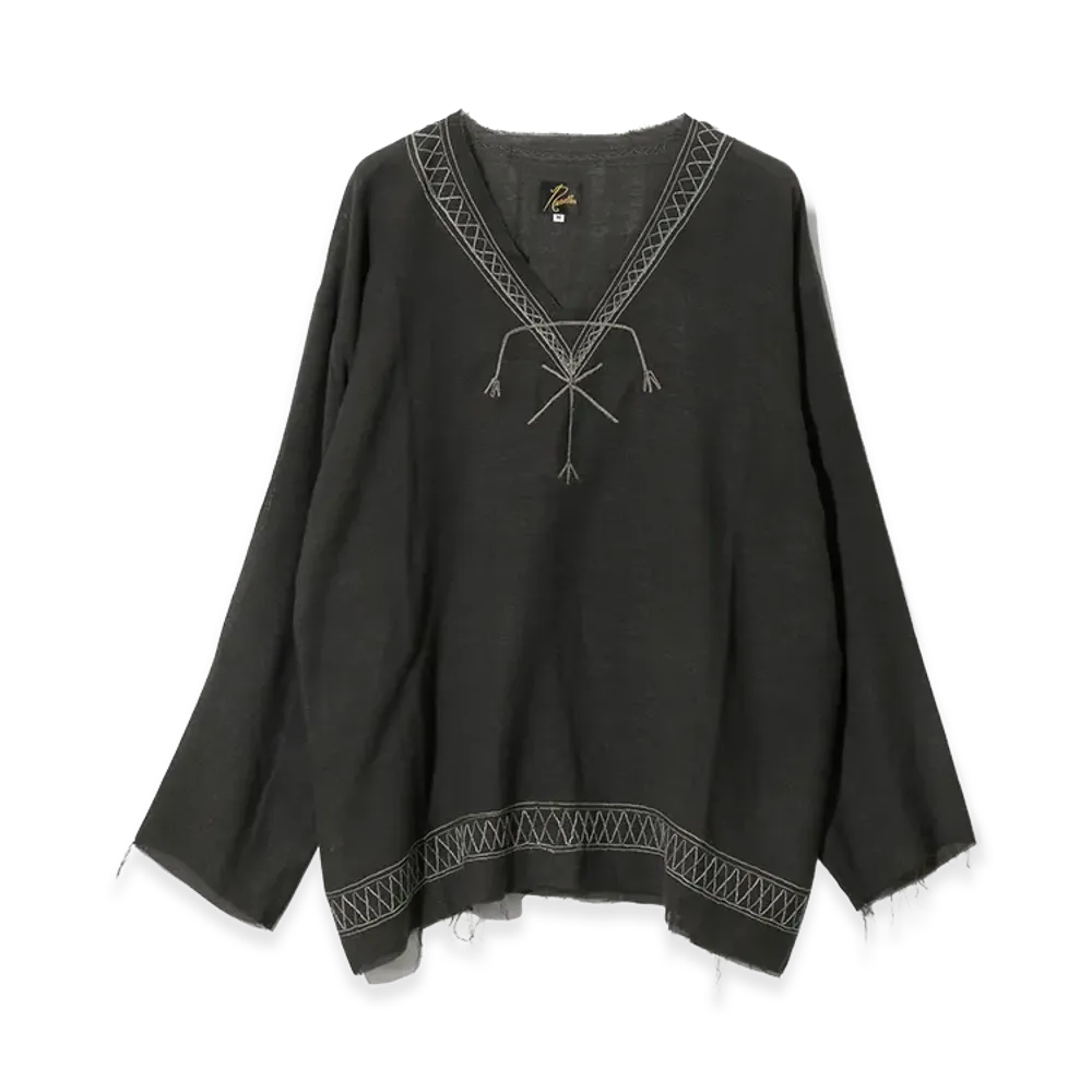 NEEDLES Women's Embroidered Tunic - CU/R Gauze "Charcoal"