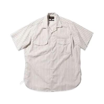 BEAMS Work Short Sleeve Stripe T/C "White"