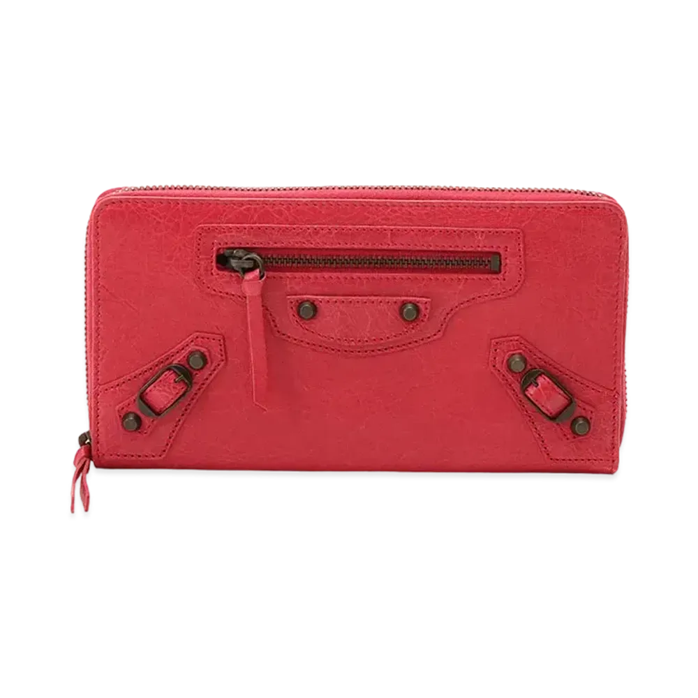 BALENCIAGA Classic Continental leather Zip Around Wallet "Red"