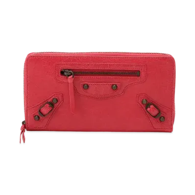 BALENCIAGA Classic Continental leather Zip Around Wallet "Red"