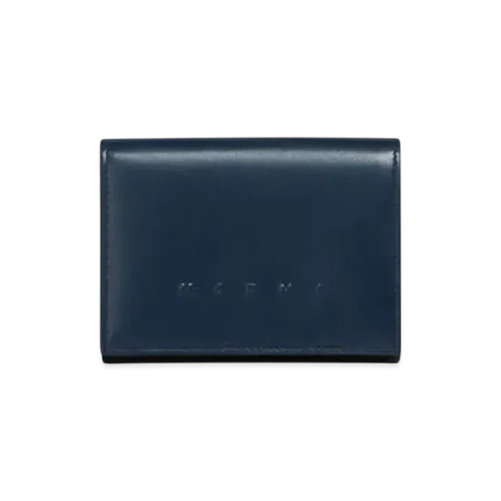 Marni Leather Tri-Fold Wallet with Embossed Marni Logo "Blue"