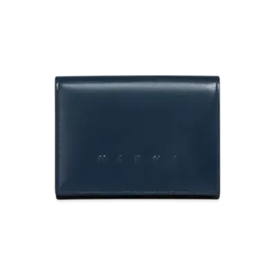 Marni Leather Tri-Fold Wallet with Embossed Marni Logo "Blue"