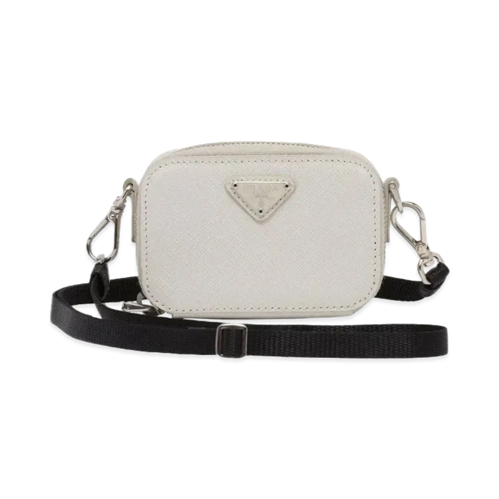 PRADA Saffiano Leather Mini Pouch "Chalk White"