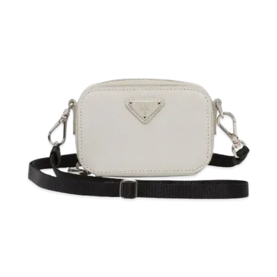 PRADA Saffiano Leather Mini Pouch "Chalk White"