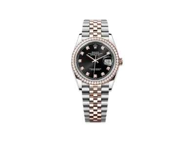 ROLEX Datejust 36mm Oystersteel & Everose Gold Diamond 126281RBR "Bright Black"