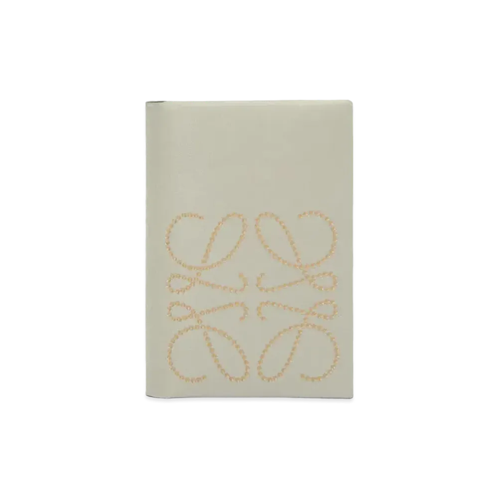 LOEWE Brand Bifold Card Case In Calfskin "Light Green / Dark Gold"