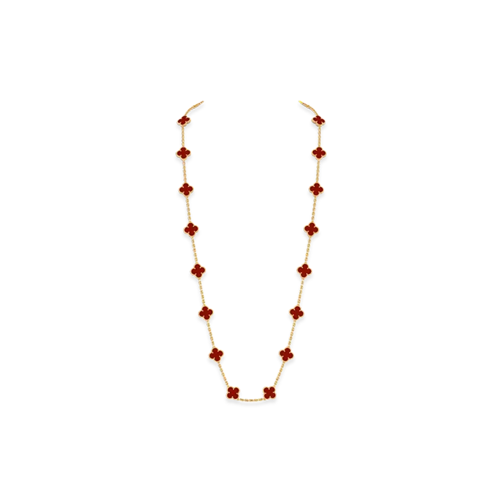 Van Cleef & Arpels Vintage Alhambra long necklace 20 motifs "18K Yellow gold/Carnelian"