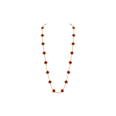 Van Cleef & Arpels Vintage Alhambra long necklace 20 motifs "18K Yellow gold/Carnelian"