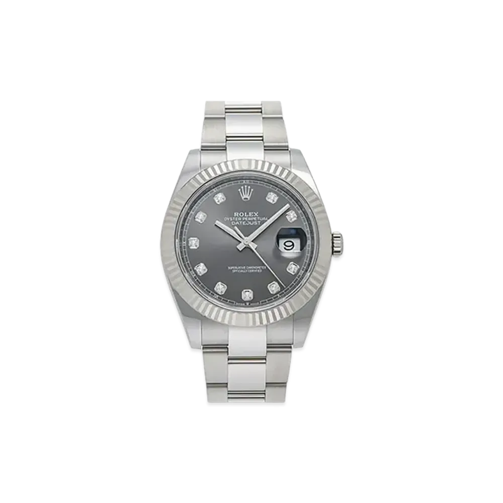 ROLEX Datejust 41 Gray Dial 10P Diamonds 126334G