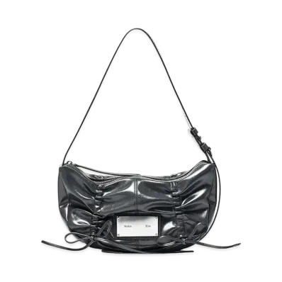 Matin Kim Half Shirring Ribbon Round Bag "Charcoal"