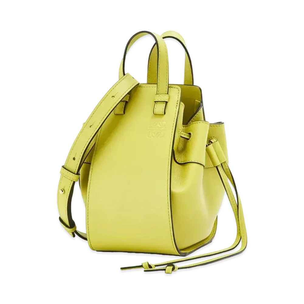 LOEWE Mini Hammock Drawstring In Classic Calfskin "Lime Yellow"