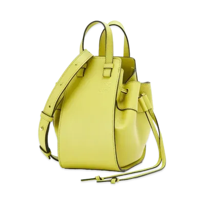 LOEWE Mini Hammock Drawstring In Classic Calfskin "Lime Yellow"
