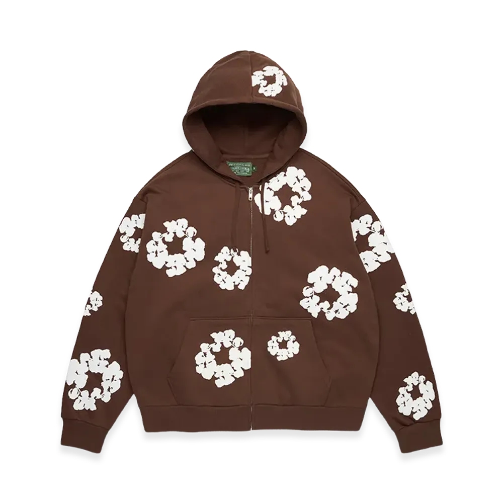 DENIM TEARS Cotton Wreath Zip Hoodie "Dark Brown"